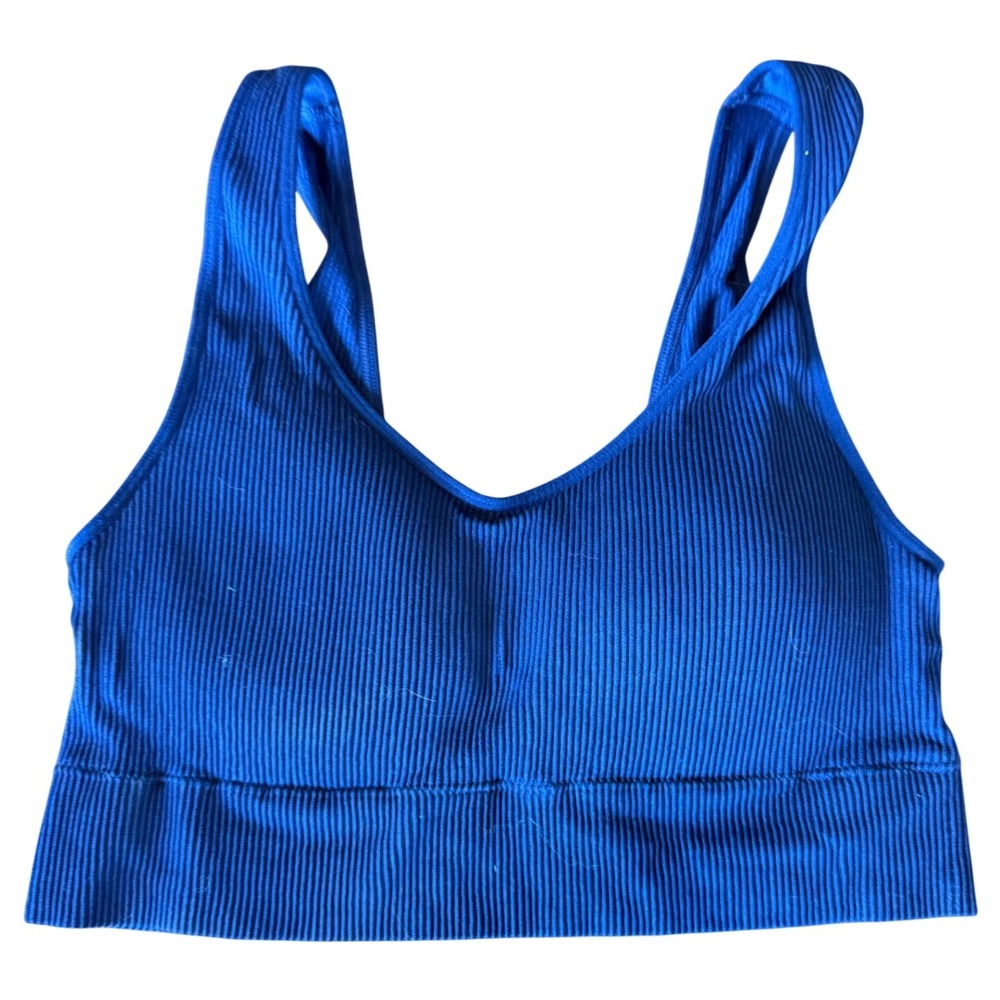 GapBody Womens Ribbed Seamless V-Neck Bralette Royal Blue Large 43GCW004542